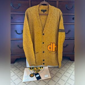 drewhouse Varsity Cardigan in Confetti Yellow L NWT